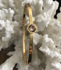 Stainless steel armband goud rose steen