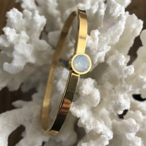 Stainless steel armband goud melksteen